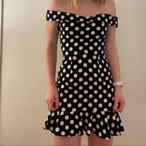 About Us Revolve Navy/White Polk a Dot Mini Dress